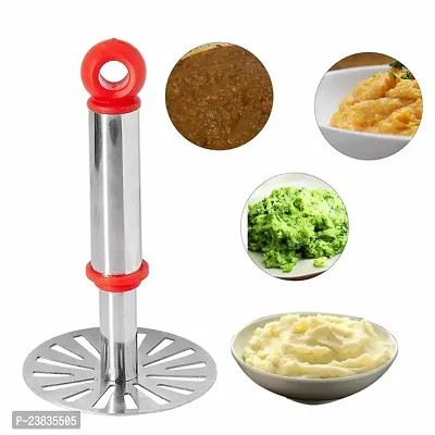 Ganesh Potato / Pav Bhaji Masher With Plastic Handle, Silver  Plastic - Oval Pav Masher, Potato 1-Piece, Smasher Handle, Multicolor-thumb0