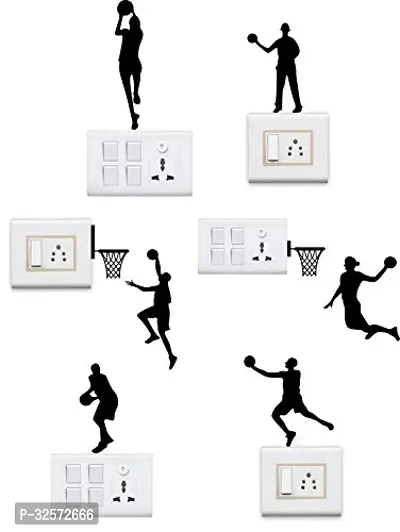 Penal Decorative Colorful Wall Decal Sticker Of Baskate Ball Player (Pvc Vinyl Multicolor)-thumb0