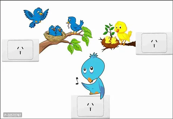 Penal Decorative Colorful Wall Decal Sticker Of Cartoon Birds (Pvc Vinyl Multicolor)-thumb0