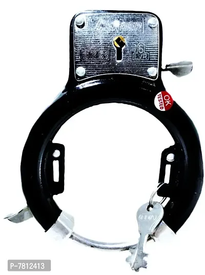 Cycle Fitting Lock(Powder Coated Black) 6 Lever Security ,Durable ,Along with Fitting MANNUAL Cycle Frame Lock-thumb0