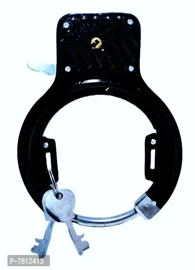 Cycle Fitting Lock(Powder Coated Black) 6 Lever Security ,Durable ,Along with Fitting MANNUAL Cycle Frame Lock-thumb3