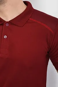 Stylish Maroon Microfilament Solid Tees For Men-thumb3