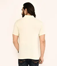 Stylish Beige Cotton Blend Solid Polos For Men-thumb1