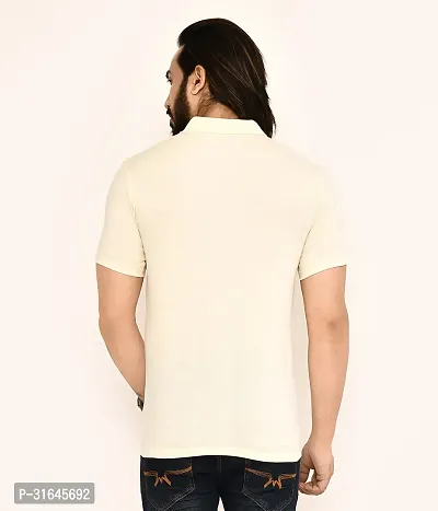 Stylish Beige Cotton Blend Solid Polos For Men-thumb2