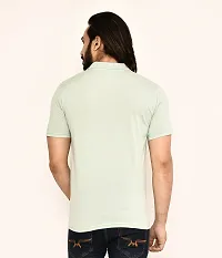 Stylish Green Cotton Blend Solid Polos For Men-thumb1