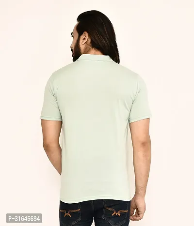 Stylish Green Cotton Blend Solid Polos For Men-thumb2