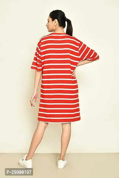 Stylish Multicoloured Cotton Blend Striped Round Neck A-Line Dress For Women Pack Of 2-thumb3