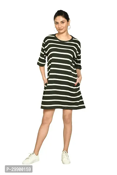 Stylish Multicoloured Cotton Blend Striped Round Neck A-Line Dress For Women Pack Of 2-thumb2