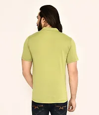 Stylish Green Cotton Blend Solid Polos For Men-thumb1