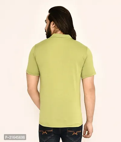 Stylish Green Cotton Blend Solid Polos For Men-thumb2