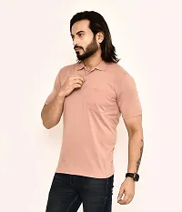 Stylish Peach Cotton Blend T-Shirt For Men-thumb3