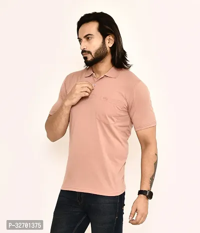 Stylish Peach Cotton Blend T-Shirt For Men-thumb4