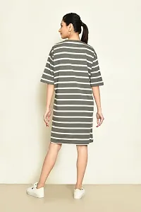 Stylish Multicoloured Cotton Blend Striped Round Neck A-Line Dress For Women Pack Of 2-thumb2