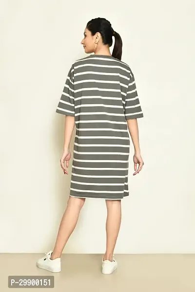 Stylish Multicoloured Cotton Blend Striped Round Neck A-Line Dress For Women Pack Of 2-thumb3