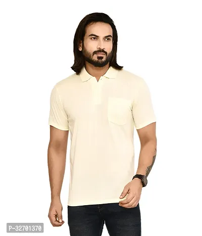 Stylish White Cotton Blend T-Shirt For Men-thumb0