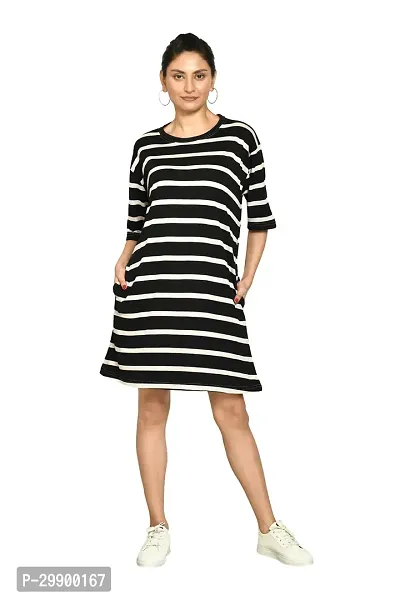 Stylish Multicoloured Cotton Blend Striped Round Neck A-Line Dress For Women Pack Of 2-thumb2