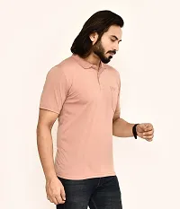 Stylish Pink Cotton Blend Solid Polos For Men-thumb2