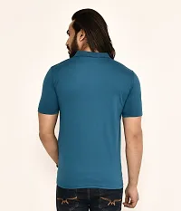 Stylish Navy Blue Cotton Blend T-Shirt For Men-thumb1