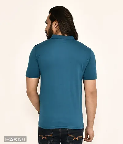 Stylish Navy Blue Cotton Blend T-Shirt For Men-thumb2