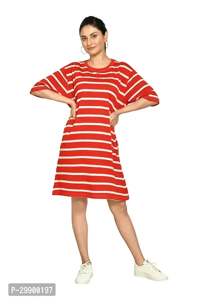 Stylish Multicoloured Cotton Blend Striped Round Neck A-Line Dress For Women Pack Of 2-thumb2