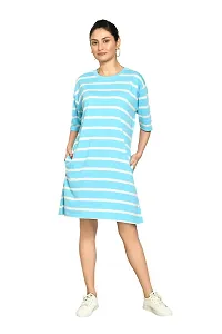 Stylish Multicoloured Cotton Blend Striped Round Neck A-Line Dress For Women Pack Of 2-thumb3