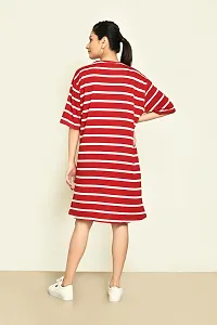 Stylish Multicoloured Cotton Blend Striped Round Neck A-Line Dress For Women Pack Of 2-thumb4