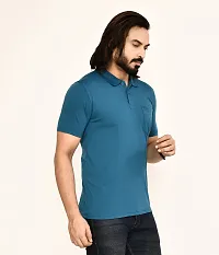 Stylish Navy Blue Cotton Blend T-Shirt For Men-thumb3