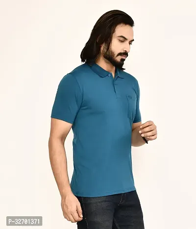 Stylish Navy Blue Cotton Blend T-Shirt For Men-thumb4