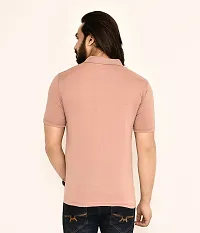 Stylish Pink Cotton Blend Solid Polos For Men-thumb1