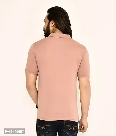 Stylish Pink Cotton Blend Solid Polos For Men-thumb2