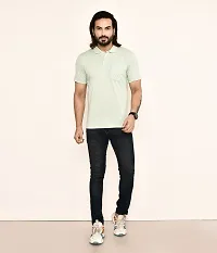 Stylish Green Cotton Blend Solid Polos For Men-thumb4