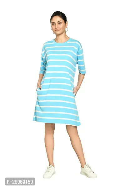 Stylish Multicoloured Cotton Blend Striped Round Neck A-Line Dress For Women Pack Of 2-thumb4