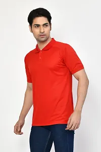 Stylish Red Microfilament Solid Tees For Men-thumb2