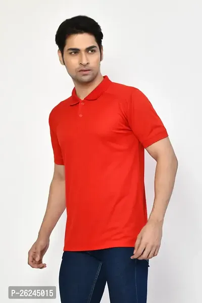 Stylish Red Microfilament Solid Tees For Men-thumb3