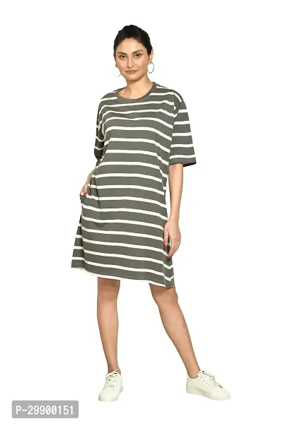 Stylish Multicoloured Cotton Blend Striped Round Neck A-Line Dress For Women Pack Of 2-thumb2