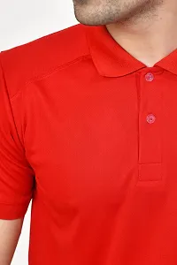 Stylish Red Microfilament Solid Tees For Men-thumb3