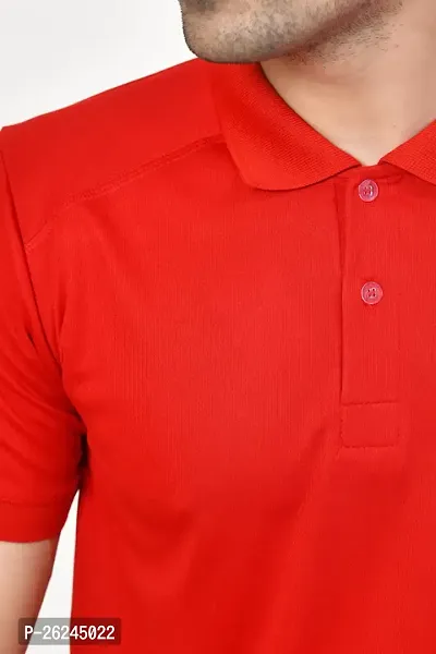 Stylish Red Microfilament Solid Tees For Men-thumb4