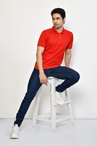 Stylish Red Microfilament Solid Tees For Men-thumb4