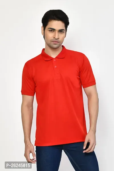 Stylish Red Microfilament Solid Tees For Men