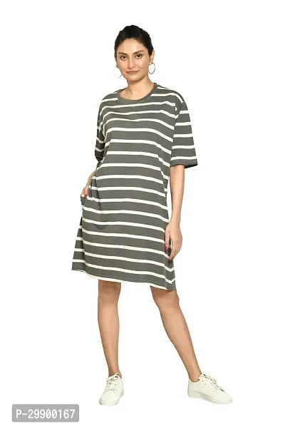 Stylish Multicoloured Cotton Blend Striped Round Neck A-Line Dress For Women Pack Of 2-thumb4