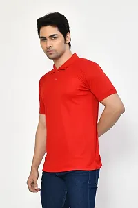 Stylish Red Microfilament Solid Tees For Men-thumb2