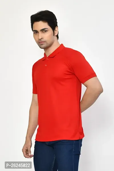 Stylish Red Microfilament Solid Tees For Men-thumb3