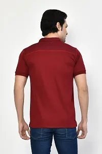 Stylish Maroon Microfilament Solid Tees For Men-thumb1