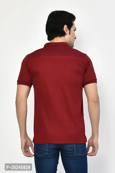 Stylish Maroon Microfilament Solid Tees For Men-thumb2