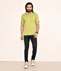 Stylish Green Cotton Blend Solid Polos For Men-thumb4