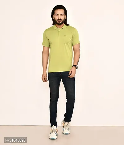 Stylish Green Cotton Blend Solid Polos For Men-thumb5