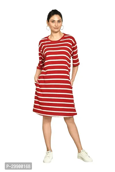 Stylish Multicoloured Cotton Blend Striped Round Neck A-Line Dress For Women Pack Of 2-thumb4