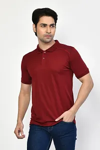 Stylish Maroon Microfilament Solid Tees For Men-thumb2