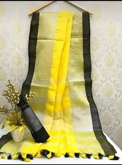 Beautiful Linen Saree with Blouse Piece