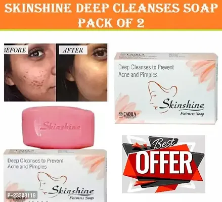 Refreshing Skinshine Fairness Bathing Soap deep Cleanses Anti Acne Pimples Soap (75gm Each) Pack of 2